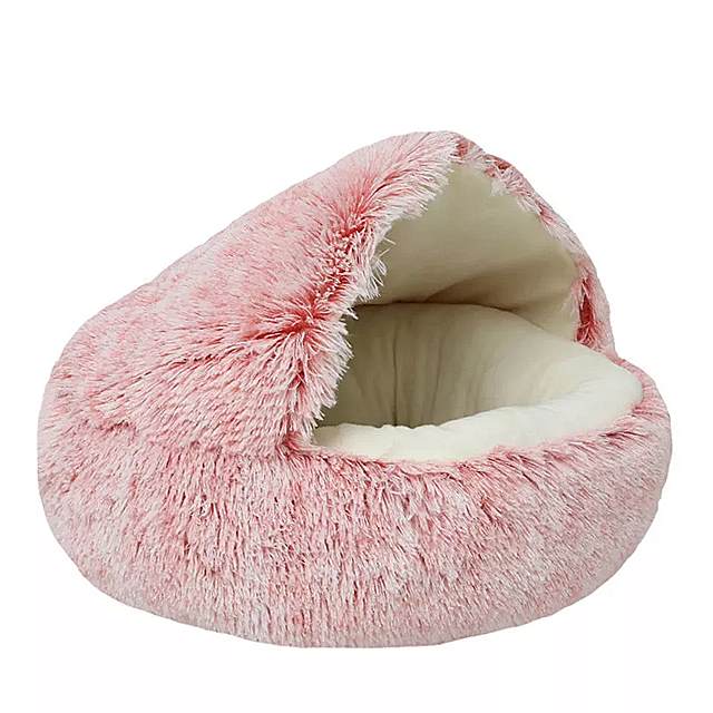 ペット 用の柔らかい ぬいぐるみ ベッド 冬用の丸い ぬいぐるみ 暖かい 長い 猫 用 2 in 1 ソファ 用