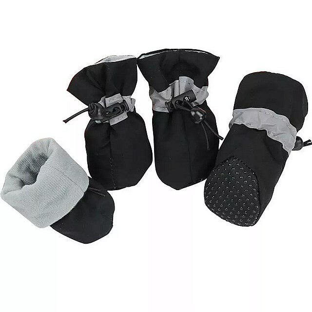 4個滑り止め 子犬 の 靴 防水 冬の ペット の 犬 抗雨雪の ブーツ の 靴 厚く暖かいprewalkersための 靴下 ブーティ