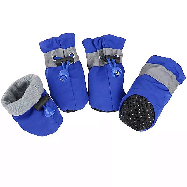 4個滑り止め 子犬 の 靴 防水 冬の ペット の 犬 抗雨雪の ブーツ の 靴 厚く暖かいprewalkersための 靴下 ブーティ
