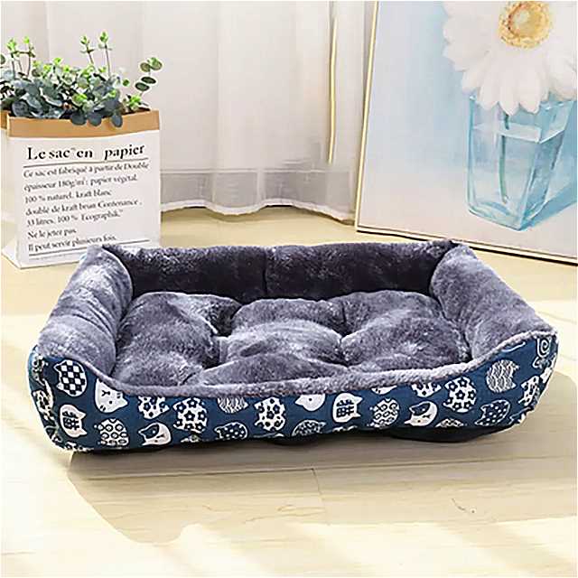 小さ な 犬 のための豪華な ペット の ベッド 冬のための暖かく 滑りにくい正方形 中型 0