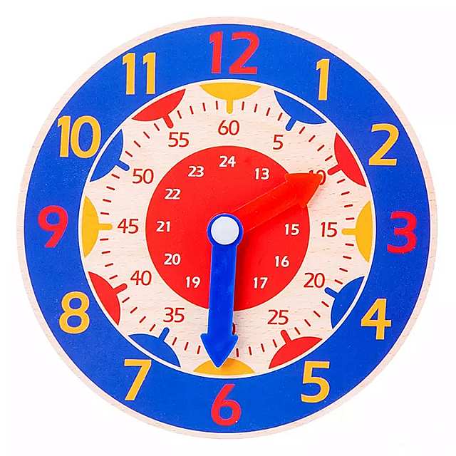 モンテッソーリ 木製 時計 子供 向け カラフル 時計 おもちゃ 第1分 時計 就学前 教育 ツール
