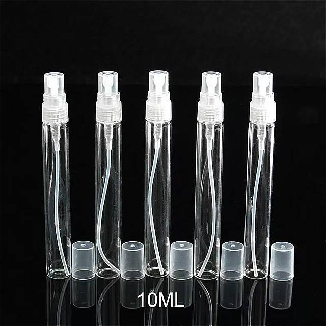 ミニ 透明ガラス瓶 空の香水瓶 旅行用 細いバイアル 試験管 5ピース/バッグ 2ml 3ml 5ml 10ml