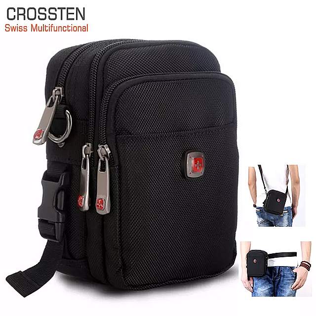 Crosssten- 男性用 スイスス マルチバッグ 携帯電話バッグ ショルダーバッグ 財布 Ipad