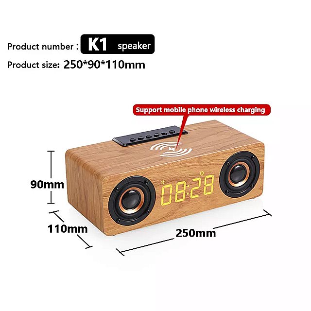 木製 Bluetooth スピーカー 時計 サブウーファー 