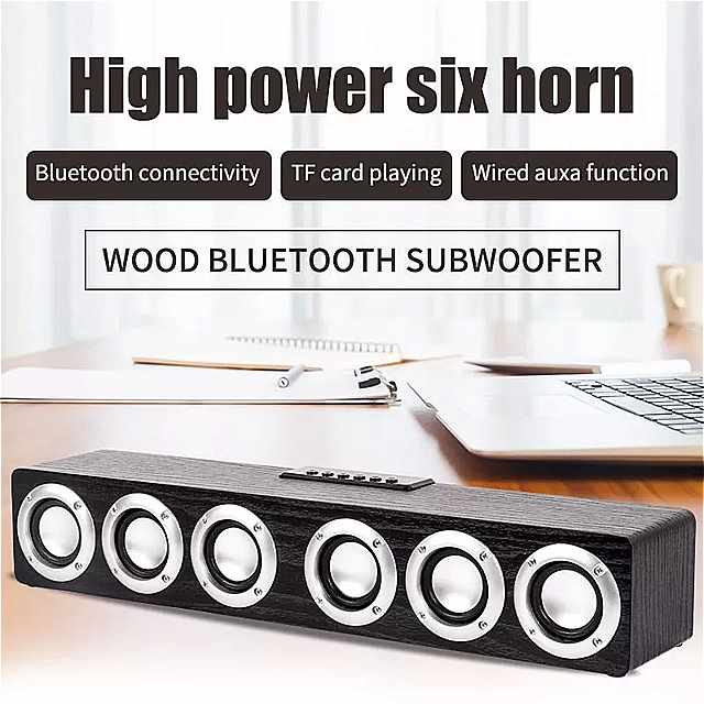 ホーム シアター スピーカー ポータブル Bluetooth スピーカー ウッド カラー コラム シェイプ 付き 時計 サブウーファー USB テレビ用 サウンド バー