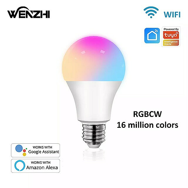 E26 rgb led 電球 wifi rgbcw12w 15w リモコン 付き ランプ 220v 110v スマートライフ tuya alexa google home