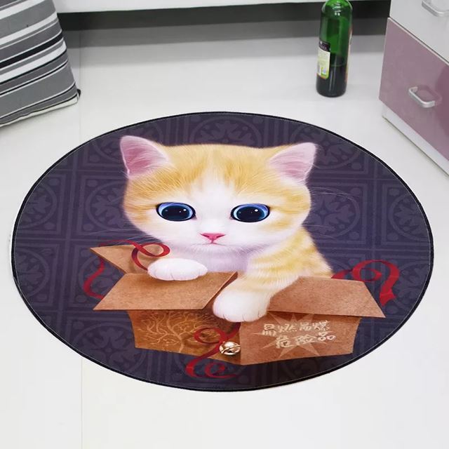 子供 用 プレイ マット 猫/dagかわいい 動物 這う 毛布 丸い綿の床収納バッグ 赤ちゃん の部屋の 装飾