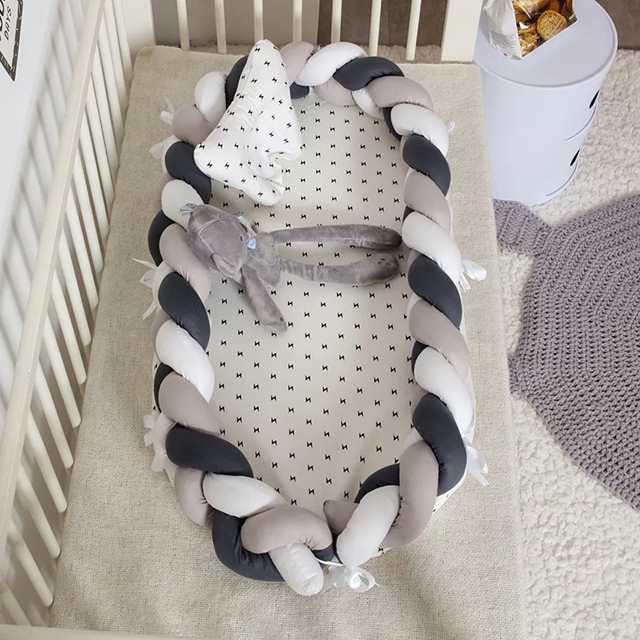 新生児 用枕付きの ポータブル ベビー ベッド 0?24か月取り外し可能なクレードル旅行用