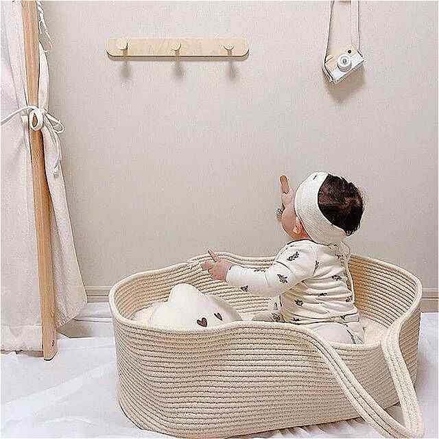 ベビー ベッド 用の綿編みロープ 新生児 用 の ベビー ベッド 子供 部屋の装飾