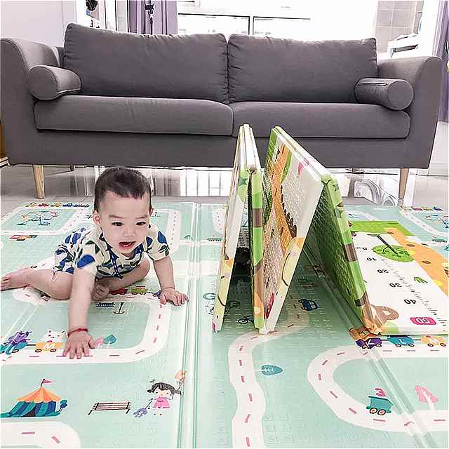 XPE- 折りたたみ式 ベビー マット 1cm 厚い這う おもちゃ 登山 ゲーム ロードパッド 家庭 居間 子供 用