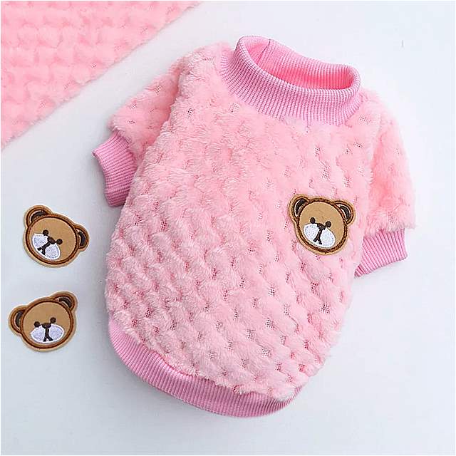 小さな犬 のための刺繍された ペットのベスト 暖かい冬の服 子犬のための ぬいぐるみ フード付きの スウェットシャツ ペットのファッション 1