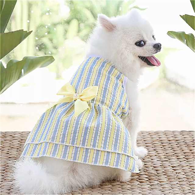 犬 と 猫 の ための リボン 付き チェック ミニ ドレス かわいい ペット 服 中型 大型犬