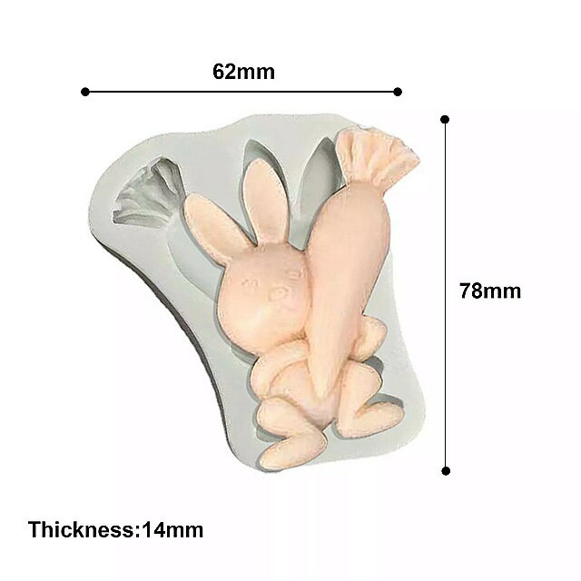 イースターラビットフォンダンシリコン モールド ニンジン ケーキ デコレーション ツールチョコレート クッキー ベーキング モールド エッグ DIY クレイエポキシ モールド グレー