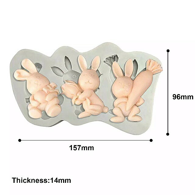 イースターラビットフォンダンシリコン モールド ニンジン ケーキ デコレーション ツールチョコレート クッキー ベーキング モールド エッグ DIY クレイエポキシ モールド グレー
