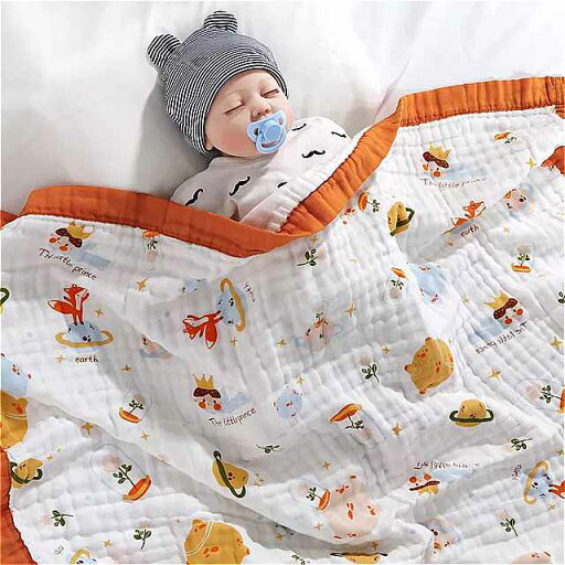 綿 子供用 毛布 110x110cm 6層 通気性 寝具 モスリン 毛布 綿 子供用 毛布 110x110cm 6層 通気性 寝具 モスリン 毛布
