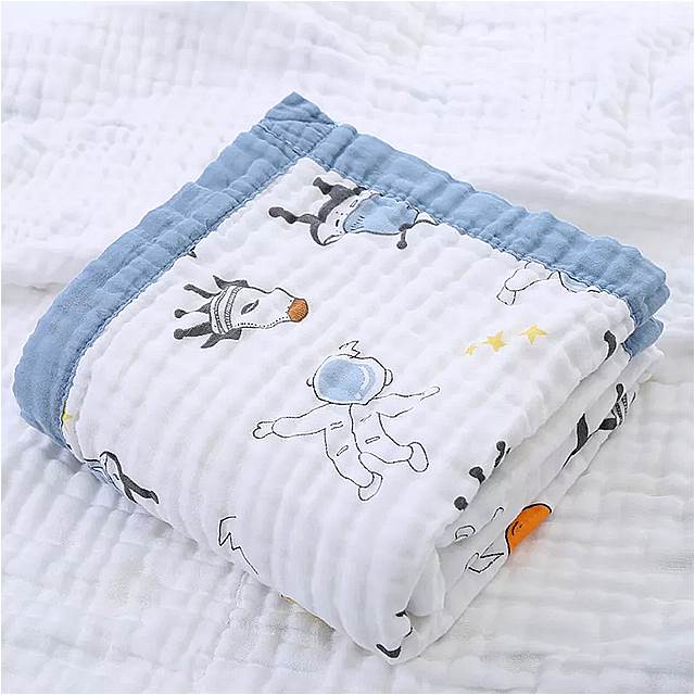 綿 子供用 毛布 120x150cm 6層 通気性 寝具 モスリン毛布