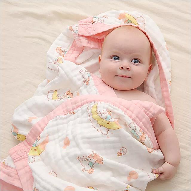 綿 子供用 毛布 120x150cm 6層 通気性 寝具 モスリン毛布