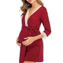 ファッションレース vネック 半袖 妊婦 服の春夏 ドレス 妊婦パジャマ 看護ナイトウェア ローブネグリジェ