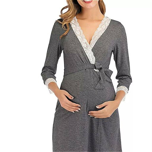 ファッションレース vネック 半袖 妊婦 服の春夏 ドレス 妊婦パジャマ 看護ナイトウェア ローブネグリジェ ファッションレース vネック 半袖 妊婦 服の春夏 ドレス 妊婦パジャマ 看護ナイトウェア ローブネグリジェ