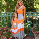 2021 ママ と 娘のドレス 子供 親子 衣装 ママと私の家族マッチング 母娘 ドレス 服ストライプ