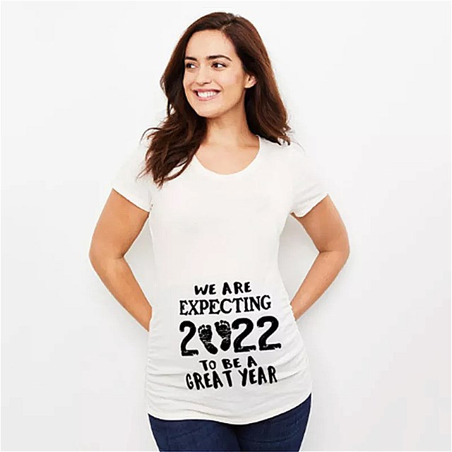 ロード2022 夏の 女性 のプリント tシャツ 女の子 の 出産 半袖 妊娠 発表 シャツ 新 ママ服