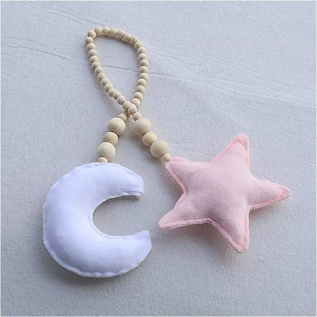 月と星 の 赤ちゃん のための 装飾アクセサリー 新生児のためのアクセサリー 花婿の装飾 月の形をした 星の木製ビーズ 写真のアクセサリー