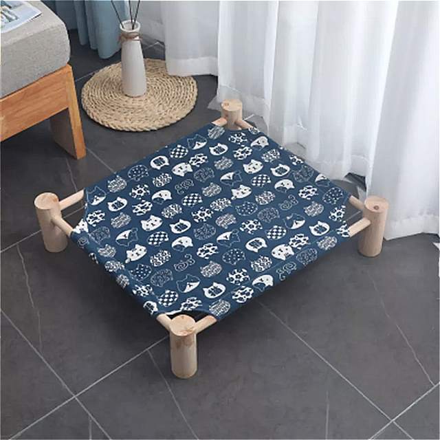 猫 用 取り外し可能な 木製 ハンモック キャンバス ベッド 小型 犬 猫 ウサギ 用 高架 ベッド 耐久性 ある アクセサリー 子 猫 ペット