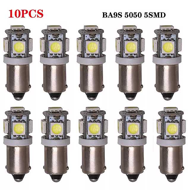 10個のdc 12v BA9S W6W 5050 5 smd 5SMD led電球 自動ランプ ウェッジマーカー led車のトラック インジケータ シグナルライト駐車 読書 60Lm