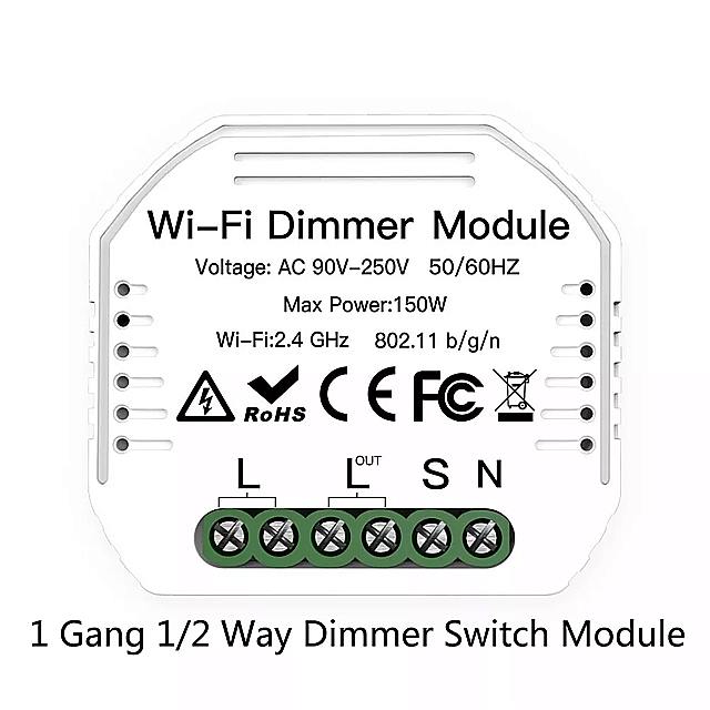 Tiktango- 調光スイッチモジュール リモコン付き スマートライフ tuya Alexa Google Home 1/2ウェイ 1/2ウェイと互換性のある 調光スイッチ