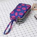 女性用 キャンバス ハンドバッグ 3層 長さの 財布 耐水性 コイン用の財布(4)