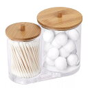 竹蓋付きコットン 収納 ボックス 化粧 品 ジュエリー 収納 オーガナイザー プラスチック 容器(4)