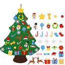 DIYフェルト クリスマス ツリーウォール デコレーション セット、 LEDライト付き オーナメント パーティー 用品 子供 部屋 家の 装飾(3)