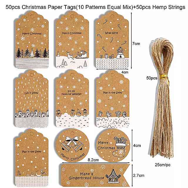 50ピース/セットメリー クリスマス クラフト紙 タグ DIY 手作り 包装紙 ラベル サンタクロース ハングタグ 装飾品 新年 の 装飾