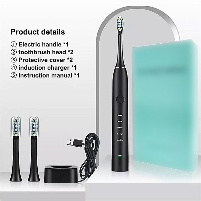防水 ソニック 電動 歯 ブラシ ipx7 2つの ブラシ ヘッド USB 充電式 ソフト カップル 家族 旅行 屋外 での使用