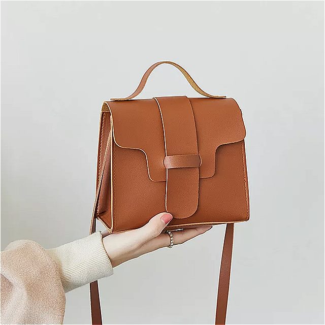 女性 用 チェーン 付き スクエア ショルダーバッグ イミテーション レザー 小さな 四角いバッグ ショルダー ストラップ