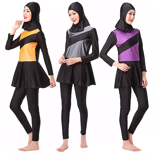女性用ロング 水着 服 ヒジャーブ 付き 女性用 ビキニ プレーン 水着 ビーチ ウェア セット コレクション2022