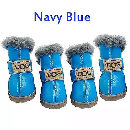 冬 ペット 犬 靴 暖かい 雪 ブーツ 防水 毛皮4ピース セット小型 犬 綿 ノンスリップ xs チワワ パグ ペット 製品