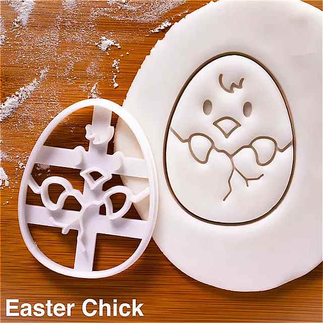 Easter- プラスチック製 の クッキーカッター ウサギの卵形 をした ベーキングツール 漫画の ウサギの形 をした ベーキングツール DIY パーティーの装飾