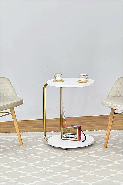 MDF コーヒー テーブル ラウンド ホイール コーヒー テーブル リビングルーム 家具 ベッドサイド テーブル 2022