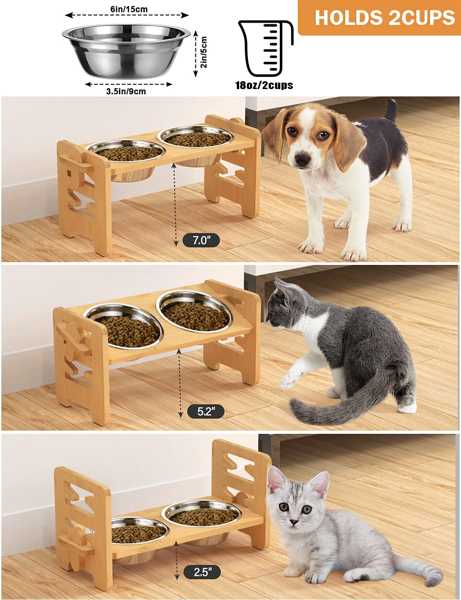 調整可能 竹製ボウル 溶接ステーション ステンレス鋼 フードボウル 子犬 猫 アクセサリー