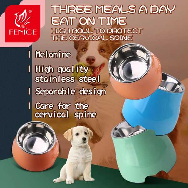 Fenice-犬 給餌ボウル ステンレス鋼 ペットフード 子犬用 皿 小さ 犬 アクセサリー