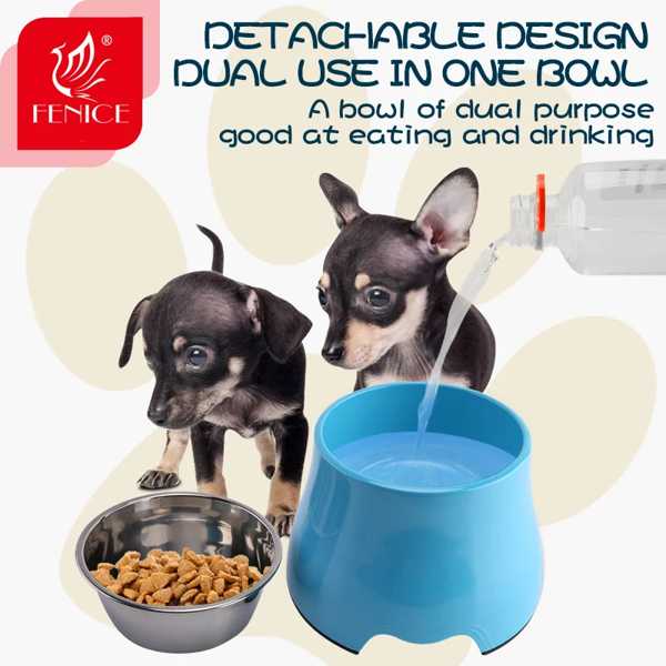 Fenice-犬 給餌ボウル ステンレス鋼 ペットフード 子犬用 皿 小さ 犬 アクセサリー