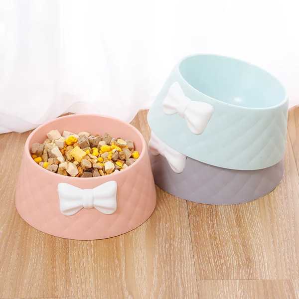 ペットフード 蝶ネクタイ 子犬用ボウル ダイヤモンドパターン 愛らしい 水用 プリンセスボウル