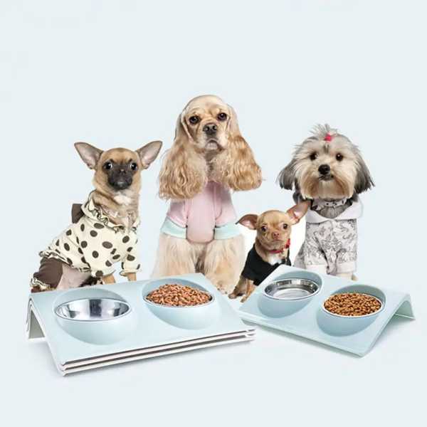 犬 猫 ため ダブルボウル ステンレス鋼 犬 猫 給餌 小さ ペット用品 クリエイティブ アクセサリー