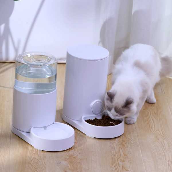 Hopet-犬 猫 ため 大容量 ペットフード 取り外し可能 自動フィーダー 水ディスペンサー