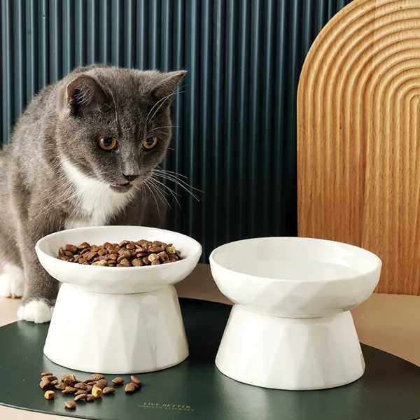 スローダウン猫用セラミックボウル 肥満を防ぐため ペットフードフィーダー 高足 犬用給餌ボウル