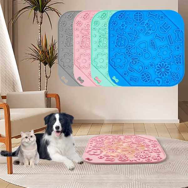 ペット用シリコンマット 犬 猫用 スローフードプレート 犬 散歩用 シリコン消毒剤