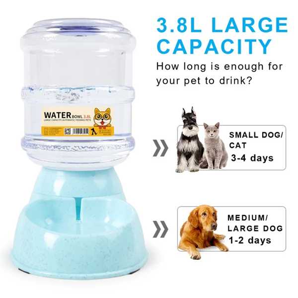 犬 猫用 自動餌ディスペンサー 水筒 ペット用品 容量3.8l