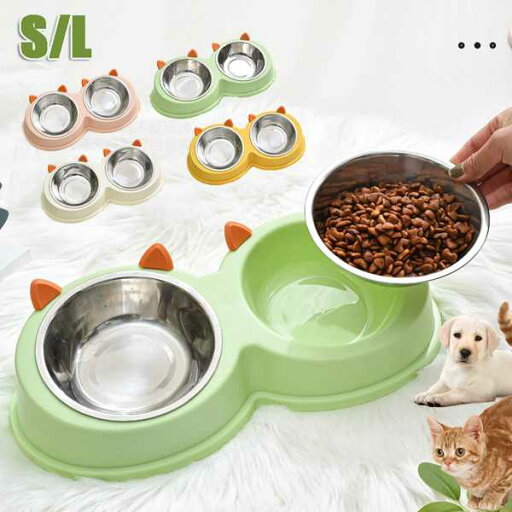 猫 ペット用 ダブルボウル ステンレス鋼 滑り止め 給餌用 小型犬 猫用 猫 ペット用 ダブルボウル ステンレス鋼 滑り止め 給餌用 小型犬 猫用