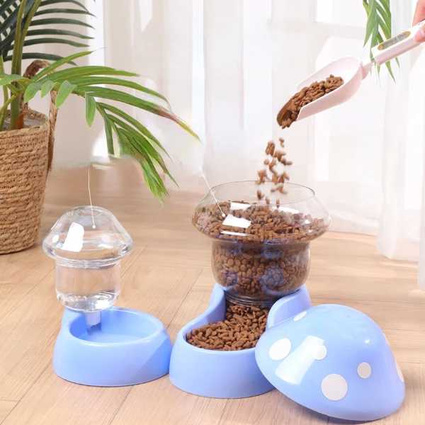ペット用自動給餌器 1.8lボウル キノコ型 防滴 猫用給餌ボウル